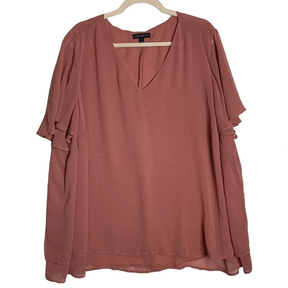 Lane Bryant Women’s Pink Blouse Lightweight Sheer Lined Size 26 Work Wear Casual